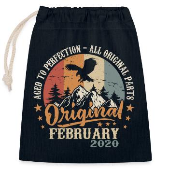 Février 2020 - Né en février 2020 - Sac cadeau en coton avec cordon (25 x 30 cm) - bleu marine - Devant