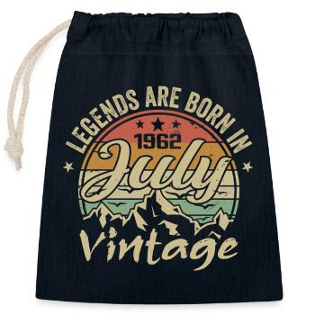 Vintage Juillet 1962 Anniversaire Juillet 1962 - Sac cadeau en coton avec cordon (25 x 30 cm) - bleu marine - Devant