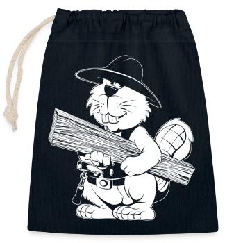 Carpenter Cartoon - Closable cotton gift bag (25x30cm) - navy - Front