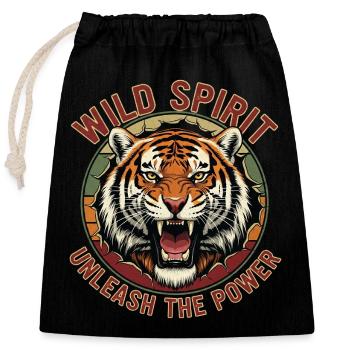 Wild Spirit Löwe Motiv Design - Verschließbarer Geschenkbeutel aus Baumwolle (25x30cm) - Schwarz - Vorne