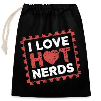 I Love Hot Nerds 21 - Verschließbarer Geschenkbeutel aus Baumwolle (25x30cm) - Schwarz - Vorne