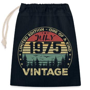 July 1975 Birthday Gift Vintage 1975 - Closable cotton gift bag (25x30cm) - navy - Front