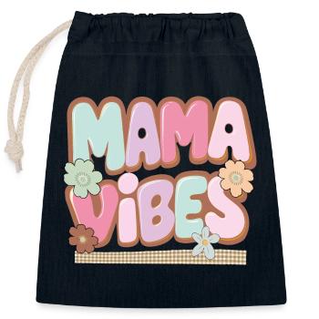 Mama Vibes: Glanz & Liebe - Verschließbarer Geschenkbeutel aus Baumwolle (25x30cm) - Navy - Vorne