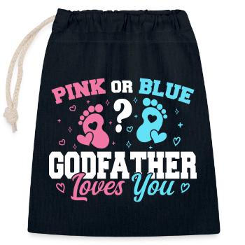 Pink Or Blue Godfather Loves You - Godfather - Sac cadeau en coton avec cordon (25 x 30 cm) - bleu marine - Devant