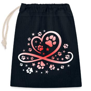 Herz mit Pfötchen und Sternen - Verschließbarer Geschenkbeutel aus Baumwolle (25x30cm) - Navy - Vorne