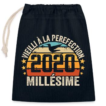 Jahrgang 2020 Retro Geburtstagsgeschenk 2020 - Verschließbarer Geschenkbeutel aus Baumwolle (25x30cm) - Navy - Vorne