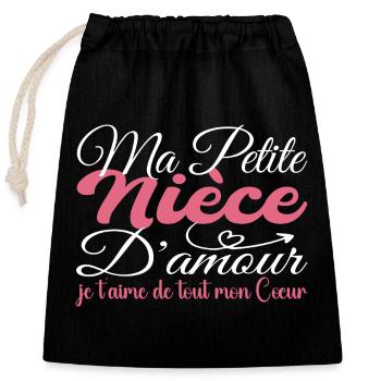 Cadeau Nièce d'amour, meilleure Nièce je t'aime - Sac cadeau en coton avec cordon (25 x 30 cm) - noir - Devant