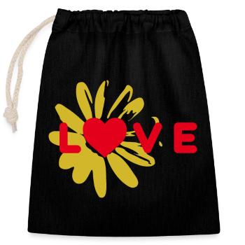 AIMEZ le design avec le cœur - Sac cadeau en coton avec cordon (25 x 30 cm) - noir - Devant