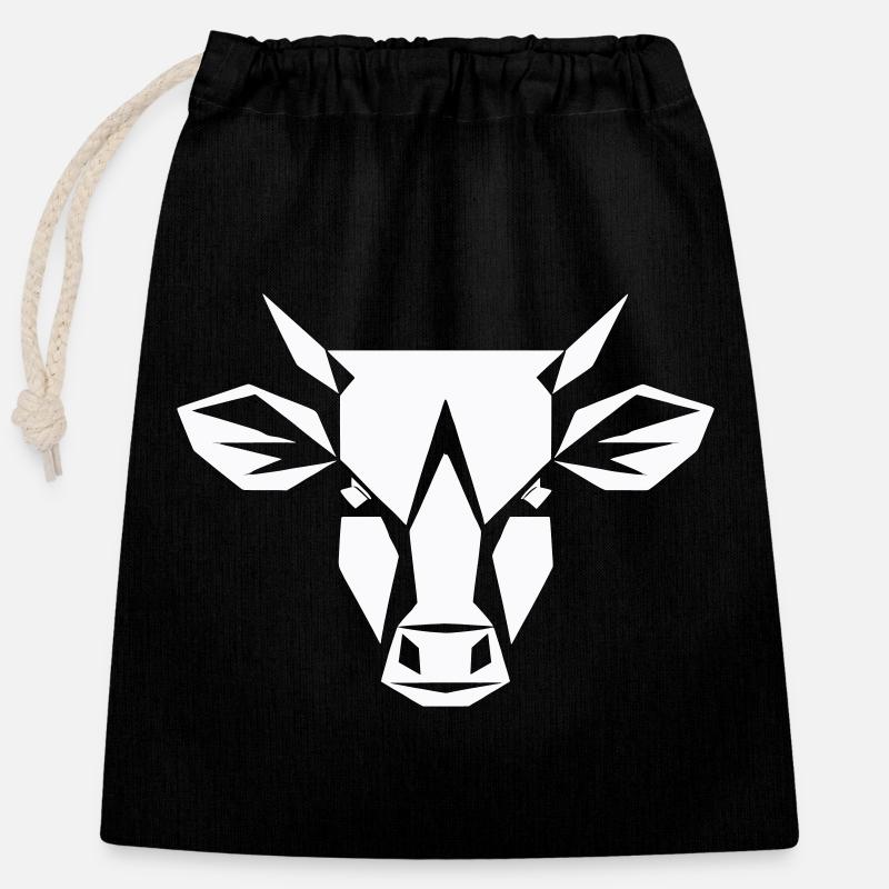 Polygone de taureau - Conception agricole - Sac cadeau en coton avec cordon (25 x 30 cm) - noir