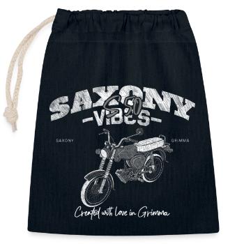 Saxony Vibes Grimma - S50 - Simson in weiß - Verschließbarer Geschenkbeutel aus Baumwolle (25x30cm) - Navy - Vorne