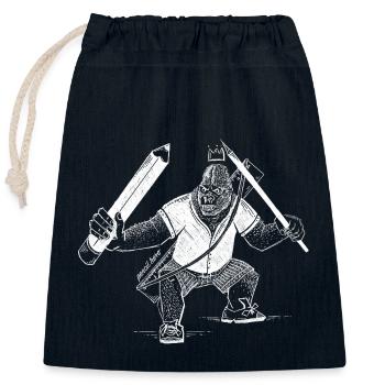 Creative King Gorilla – Der Chef mit dem Stift - Verschließbarer Geschenkbeutel aus Baumwolle (25x30cm) - Navy - Vorne