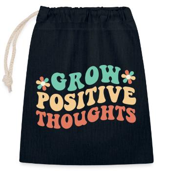 Grow Positive Thoughts - Closable cotton gift bag (25x30cm) - navy - Front