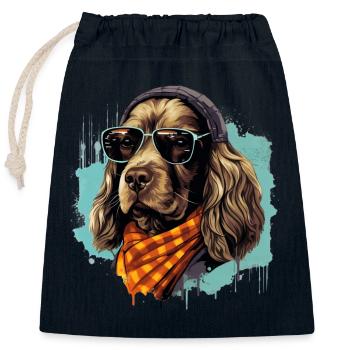 Spaniel Silhouette | Bold Dog Design Streetwear - Verschließbarer Geschenkbeutel aus Baumwolle (25x30cm) - Navy - Vorne