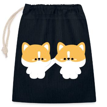 Corgi-Paar - Verschließbarer Geschenkbeutel aus Baumwolle (25x30cm) - Navy - Vorne