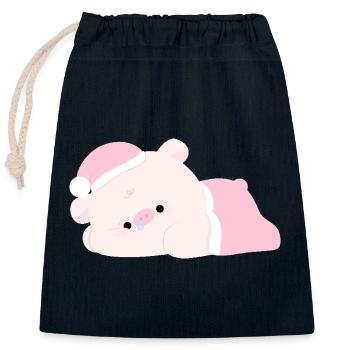 Müdes Schwein - Verschließbarer Geschenkbeutel aus Baumwolle (25x30cm) - Navy - Vorne