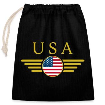 J’aime les États-Unis, T-shirt design de style élégance - Sac cadeau en coton avec cordon (25 x 30 cm) - noir - Devant