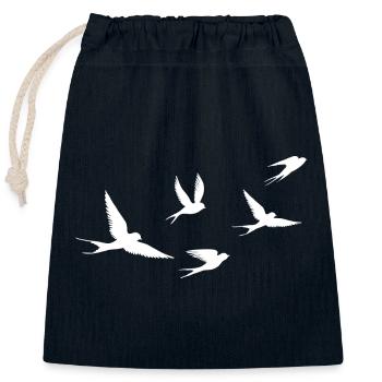 Birds | Oiseau - Sac cadeau en coton avec cordon (25 x 30 cm) - bleu marine - Devant
