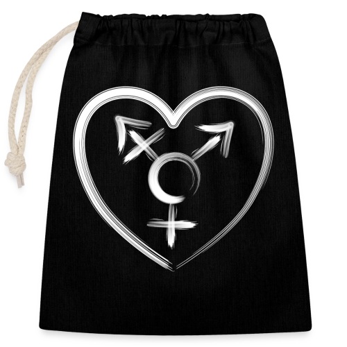 Herzsymbol Transgender in weiß - Verschließbarer Geschenkbeutel aus Baumwolle (25x30cm)