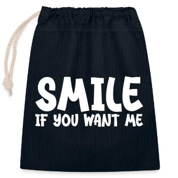 Smile If You Want Me - Closable cotton gift bag (25x30cm) - navy - Front