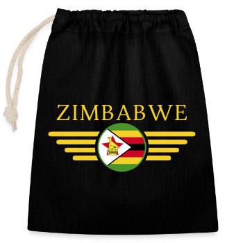 J’aime le Zimbabwe, T-shirt design de style élégance - Sac cadeau en coton avec cordon (25 x 30 cm) - noir - Devant