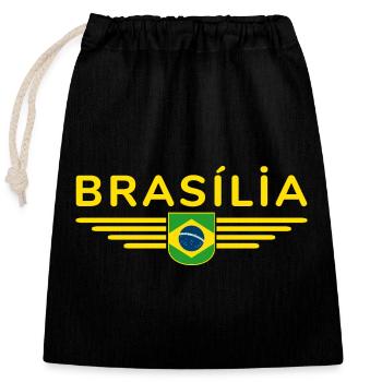 Brasília T-shirt for fans and travelers - Closable cotton gift bag (25x30cm) - black - Front