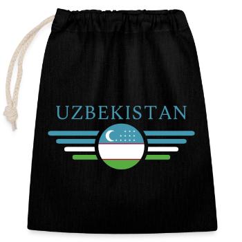 J’aime l’Ouzbékistan, T-shirt design de style élégance - Sac cadeau en coton avec cordon (25 x 30 cm) - noir - Devant