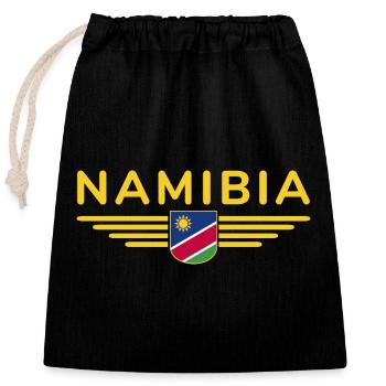 Namibia T-Shirt für Fans und Reisende - Verschließbarer Geschenkbeutel aus Baumwolle (25x30cm) - Schwarz - Vorne