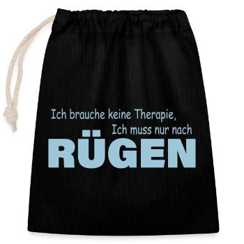Therapie RÜGEN - Verschließbarer Geschenkbeutel aus Baumwolle (25x30cm) - Schwarz - Vorne