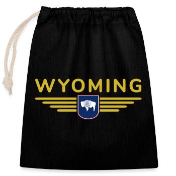 T-shirt de fan du Wyoming – Wild & Free - Sac cadeau en coton avec cordon (25 x 30 cm) - noir - Devant