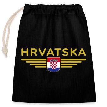 I Love Croatia, Elegance Style Design T-Shirt - Closable cotton gift bag (25x30cm) - black - Front