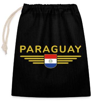 Paraguay Fan T-Shirt - Verschließbarer Geschenkbeutel aus Baumwolle (25x30cm) - Schwarz - Vorne