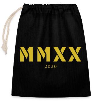 Année de naissance en chiffres romains Fabriqué en 2020 - Sac cadeau en coton avec cordon (25 x 30 cm) - noir - Devant