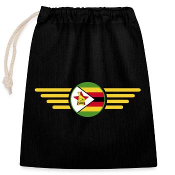 J’aime le Zimbabwe, T-shirt design de style élégance - Sac cadeau en coton avec cordon (25 x 30 cm) - noir - Devant