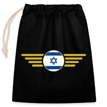 J’aime Israël Élégance Style Design T-Shirt - Sac cadeau en coton avec cordon (25 x 30 cm) - noir - Devant