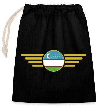 J’aime l’Ouzbékistan, T-shirt design de style élégance - Sac cadeau en coton avec cordon (25 x 30 cm) - noir - Devant