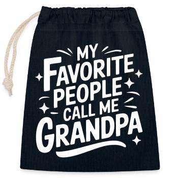 Papy Grand-père Famille Fête des pères - Sac cadeau en coton avec cordon (25 x 30 cm) - bleu marine - Devant