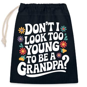 Papy Grand-père Famille Fête des pères - Sac cadeau en coton avec cordon (25 x 30 cm) - bleu marine - Devant