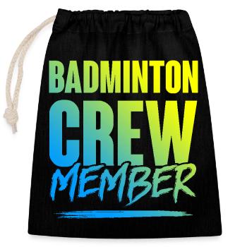 Badminton Crew - Verschließbarer Geschenkbeutel aus Baumwolle (25x30cm) - Schwarz - Vorne