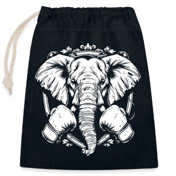 Éléphant Boxer Fighter - Sac cadeau en coton avec cordon (25 x 30 cm) - bleu marine - Devant