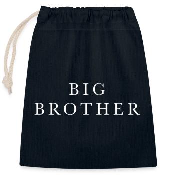 Big Brother Lettres White Big Brother - Sac cadeau en coton avec cordon (25 x 30 cm) - bleu marine - Devant