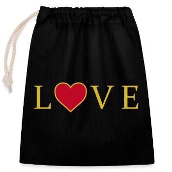 AIMEZ le design avec le cœur - Sac cadeau en coton avec cordon (25 x 30 cm) - noir - Devant