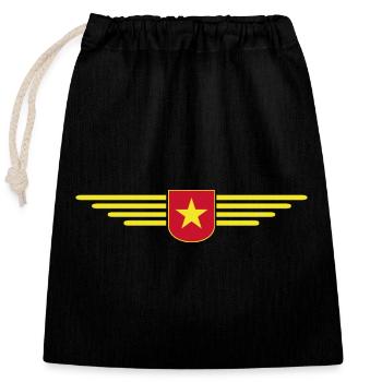 Vietnam Fan, Outfit T Shirt Design - Verschließbarer Geschenkbeutel aus Baumwolle (25x30cm) - Schwarz - Vorne