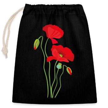 Coquelicot - conception de fleurs - Sac cadeau en coton avec cordon (25 x 30 cm) - noir - Devant