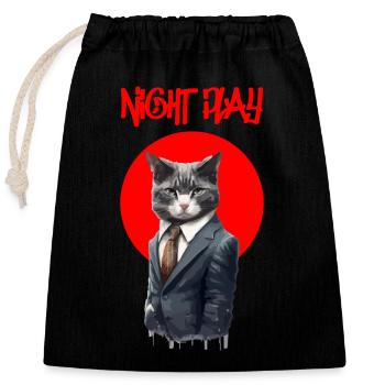 Night play - Closable cotton gift bag (25x30cm) - black - Front