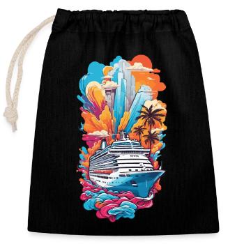 Croisière de rêve en mer et croisière de luxe - Sac cadeau en coton avec cordon (25 x 30 cm) - noir - Devant