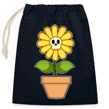 Blume Halloween Totenkopf - Verschließbarer Geschenkbeutel aus Baumwolle (25x30cm) - Navy - Vorne