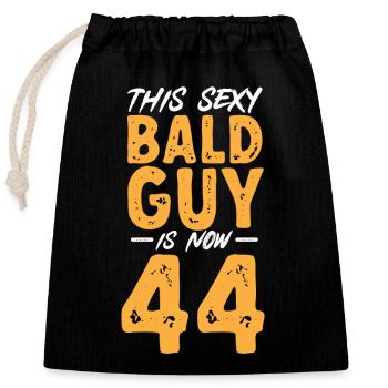 Bald Head Baldness Beard Bald Head - Closable cotton gift bag (25x30cm) - black - Front