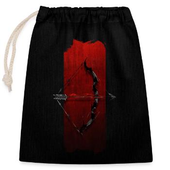 Archery Elegance: Bow and Arrow - Closable cotton gift bag (25x30cm) - black - Front