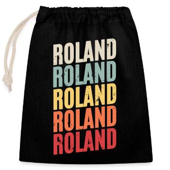 Roland First Name - Closable cotton gift bag (25x30cm) - black - Front