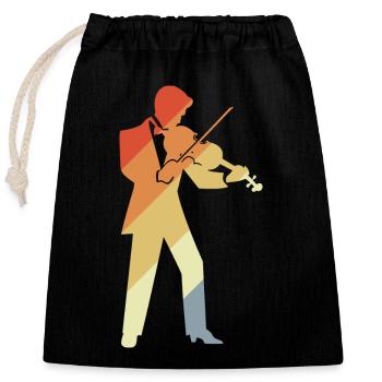 Graphique de violoniste rétro - Sac cadeau en coton avec cordon (25 x 30 cm) - noir - Devant
